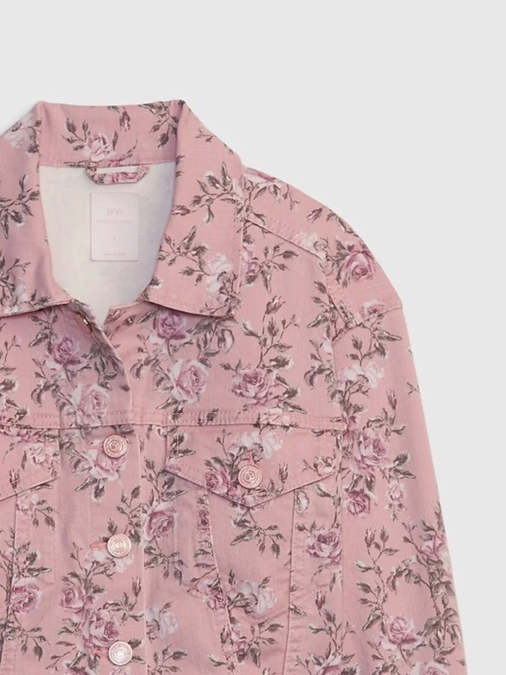 Gap LoveShackFancy Pink Floral Denim Jacket - Toddler 3T